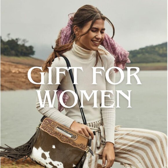 Leather Hand-Tooled Hair-on Fringe Bag with with Free Gift, Bifold Black Wallet - Picture 8 of 11